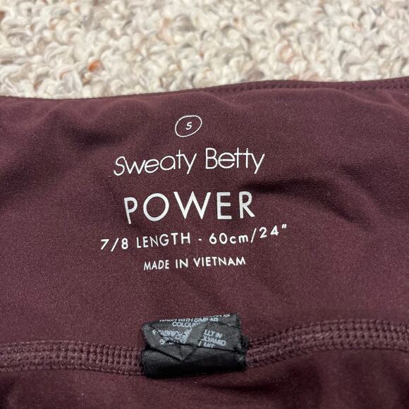 Sweaty Betty Power 7/8 Leggings Sz S Maroon Burgundy 24" Activewear Workout Hym - Picture 7 of 7